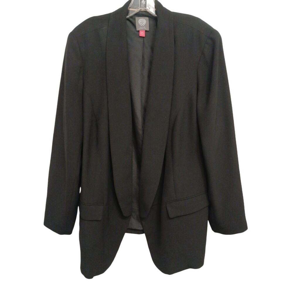 Vince Camuto Single Breasted Blazer Plus Sz 16W Black Long Business Jacket Chic